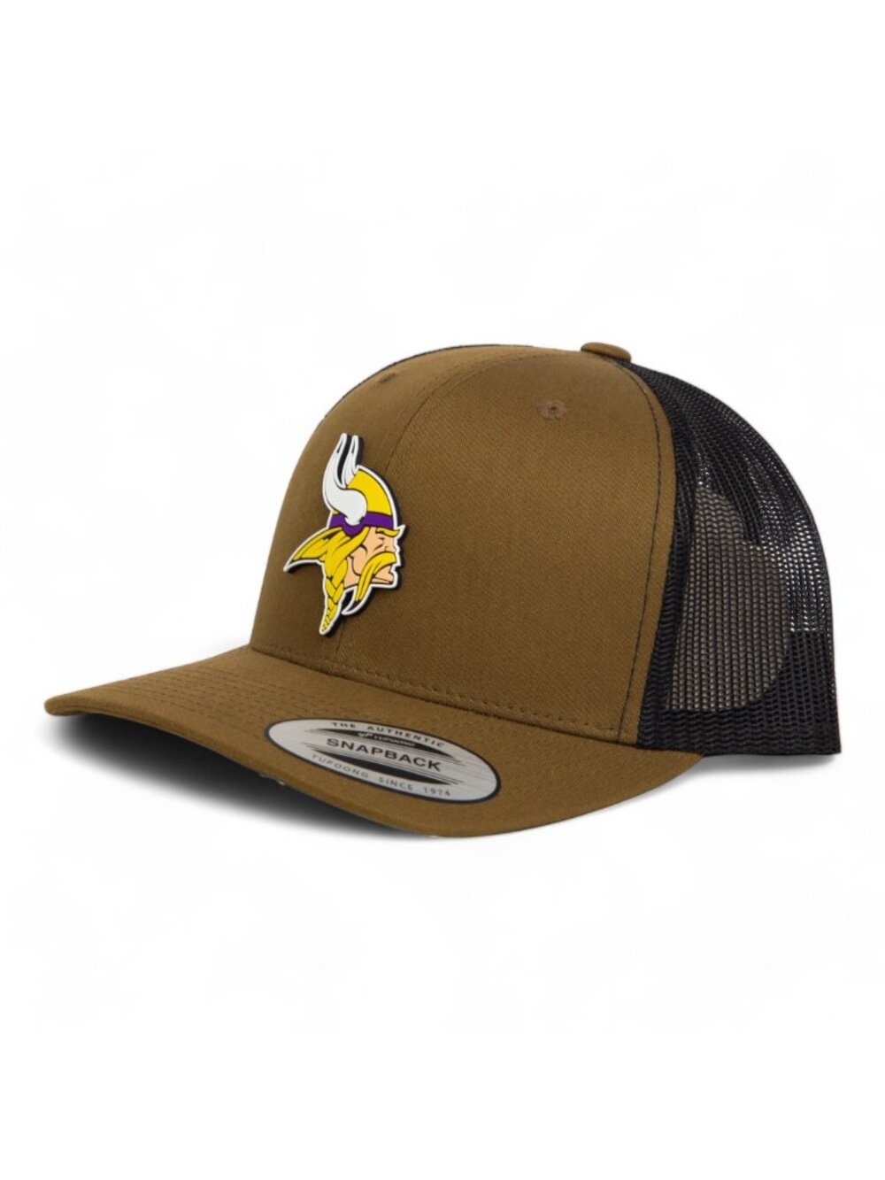 Minnesota Vikings 3D YP Snapback Trucker Hat- Coyote Brown/ Black